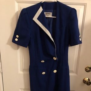 Kasper for ASL Navy Blue Dress with Buttons